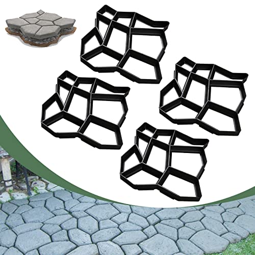 SWANEW 4 Stück Pflasterform DIY Schwarz Kunststoff Pflasterschablone Pflastermacher fachgerechter Außenbereich Trittplatten Gießformen solide und stabil 43x43x4cm von SWANEW