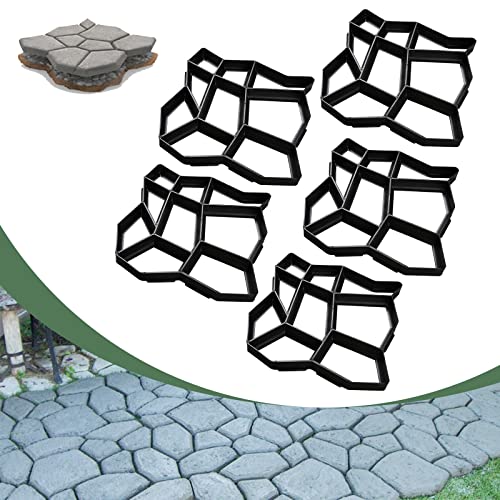 SWANEW 5 Stück Pflasterform DIY Schwarz Kunststoff Pflasterschablone Pflastermacher fachgerechter Außenbereich Trittplatten Gießformen solide und stabil 43x43x4cm von SWANEW
