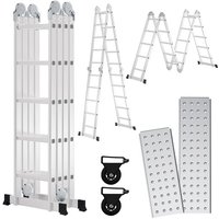 Swanew - 580cm Aluminum Mehrzweckleitern, 4x5 Stufen Gerüst Leiter mit 2 Arbeitsplattform, Klappbare Stehleiter von SWANEW