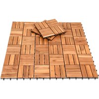 5m² Holzfliesen Akazie Mosaik Terrassenfliese 30x30 cm Fliese Stecksystem Mosaik Zuschneidbar Terrassenfliesen Terrasse Balkon - Braun - Swanew von SWANEW