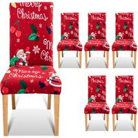 SWANEW 6er Set Stuhlhussen Weihnachten,Stretch Abnehmbare Waschbar Stuhlbezug für Esszimmerstühle,Stretch Stuhl Mit Gummiband für 4er Set SWANEW 6er Set Stuhlhussen Weihnachten,Stretch Abnehmbare Waschbar Stuhlbezug für Esszimmerstühle,Stretch Stuhl Mit Gummiband für 4er Set von SWANEW