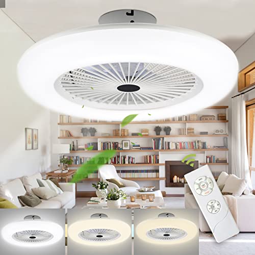 SWANEW Deckenventilator mit Beleuchtung, 2 Stück 80W Fan Licht Einstellbare Windgeschwindigkeit Deckenventilatoren Lampe Lüfter-Deckenleuchte mit Fernbedienung 2700K-6500K(φ55CM) von SWANEW