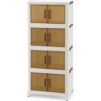 SWANEW Faltbare Aufbewahrungsbox mit Deckel und Rollen ,4-lagig, stapelbare, tapelboxen mit magnetischen transparenten Türen,für Wohnzimmer & von SWANEW