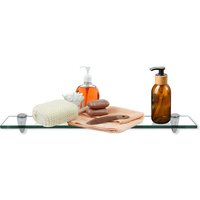 Swanew - Glasablage Glasregal ideal für Bad, Dusche und zur modernen Dekoration mit Halterung aus Edelstahl 8 mm 60x10 cm Klarglas von SWANEW