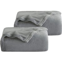 SWANEW Kuscheldecke 2er Flanell Wohndecke Decke Universell Sofa Garten Unterwegs Grau 240 x 220 cm Super soft von SWANEW