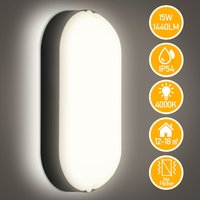 Swanew - led Feuchtraumleuchte Deckenleuchten Ovalleuchte 15W Badlampe Wannenleuchte Nassraum IP54 von SWANEW