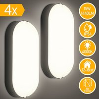 SWANEW LED Feuchtraumleuchte Wasserdicht Deckenleuchten IP54 Wasserdicht Lampe Garage Keller 15W 4x von SWANEW
