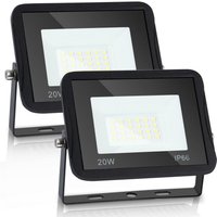 Swanew - led Fluter Flutlicht Strahler Baustrahler Außenlampe IP65 Gartenstrahler Scheinwerfer 2X20W Warmweiß von SWANEW