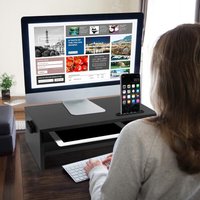 Swanew - Monitorständer Bildschirmständer Schreibtisch-Organizer Natur Computerbildschirm-Zubehör Schwarz 42×23.5×14.2 cm - Schwarz von SWANEW
