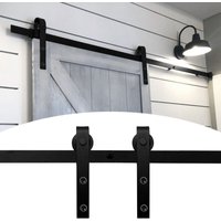 SWANEW Schiebetürbeschlag Zimmertür Türbeschlag Big Wheel Scheunentor Belastung 150kg Laufschienen Schiebetürsystem Set 244 cm von SWANEW