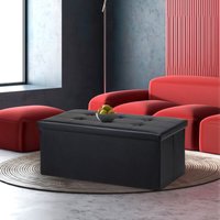 SWANEW Sitzhocker sitzbank Schwarz faltbar mit Stauraum, Aufbewahrungsbox, Deckel abnehmbar 76x38x38cm von SWANEW