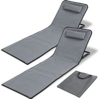 SWANEW Strandmatte mit Tragegurt mit Kopflehne Kopstütze Verstellbarer Rückenlehne 600D Polyester Grau 2 Stucke 158cm x 55cm SWANEW Strandmatte mit Tragegurt mit Kopflehne Kopstütze Verstellbarer Rückenlehne 600D Polyester Grau 2 Stucke 158cm x 55cm von SWANEW