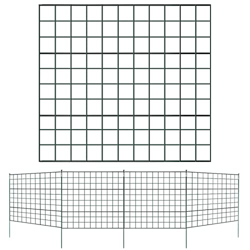 SWANEW Teichzaun,steckzaun,Gartenzaun Metall,Freigehege,Zaun,Gitterzaun,gehege kaninchen,zaun für hunde, Zaun Teich 11tlg 5 Zaunelemente und 6 Befestigungsstäben (Gerade) von SWANEW