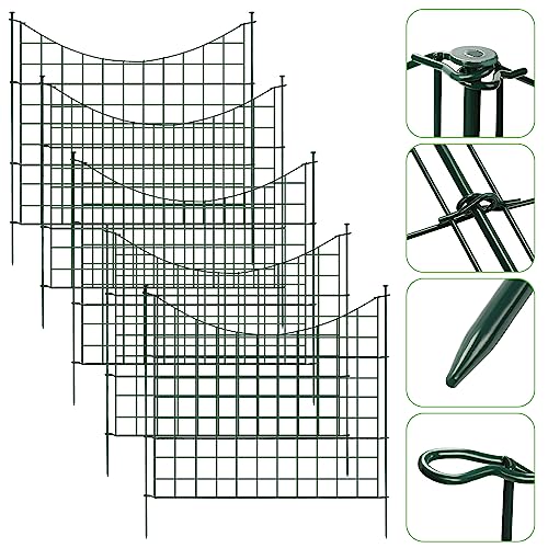 SWANEW Teichzaun Gartenzaun,Zaun Teich 33 tlg 15 Zaunelemente und 16 Befestigungsstäben,Gartenzaun Metall,steckzaun,Freigehege, Teich, Zaun, Gitterzaun,gehege kaninchen (Unterbogen) von SWANEW