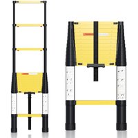 Swanew - Teleskopleiter Alu Leichtgewicht 3,8m langsamer Abstieg + Haken Multifunktionsleiter Mehrzweckleiter Ausziehbare Leiter 15 Stufe Stehleiter von SWANEW