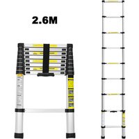 Swanew - Teleskopleiter Ausziehleiter bix 150kg Stabil Aluminium Stehleiter 2.6m - Silber von SWANEW