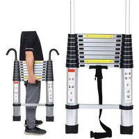 Swanew - Teleskopleiter Mit Haken Aluminium Stehleiter Silber 2.6m von SWANEW