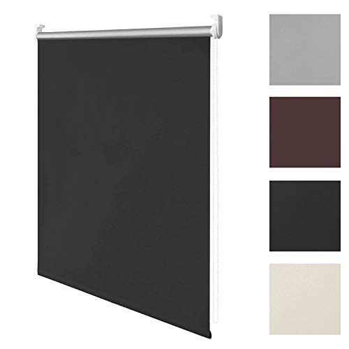 SWANEW Thermo-Rollo, 40 cm x 160 cm (B x L) in Schwarz, ohne Bohren, Sonnen-, Sicht-, Hitze- & Kälte-Schutz,reflektierende Thermofunktion, Klemmfix für Fenster & Türen von SWANEW