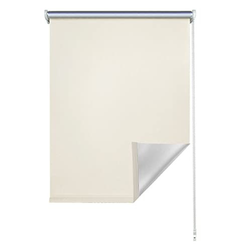 SWANEW Thermo-Rollo ohne Bohren Klemmfix Verdunkelungsrollo 100% Polyester 80cm x 160cm Beige Verdunklungsrollo Fensterrollo Rollo Seitenzugrollo Klemmrollo für Fenster & Tür von SWANEW