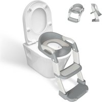 SWANEW Toilettentrainer Toilette Baby Höhenverstellbarer Toilettensitz mit Treppe Kinder Töpfchen WC Sitz Lerntöpfchen mit Griffen, klappbar von SWANEW