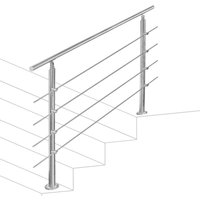 Swanew - Treppengeländer 120cm 4 Querstreben Edelstahl Geländer und Handläufe Balkongeländer Aufmontage Treppe Brüstung Balkon Pflegeleicht Innen und von SWANEW