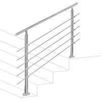 Swanew - Treppengeländer 80cm 5 Querstreben Edelstahl Geländer und Handläufe Balkongeländer Aufmontage Treppe Brüstung Balkon Pflegeleicht Innen und von SWANEW