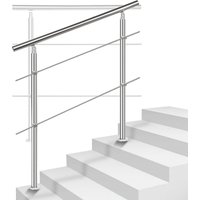 SWANEW Treppengeländer Edelstahl 80-180cm Geländer Innen und Außen Handlauf Brüstung Balkon mit Kugelring Neigung - L. 80cm 2 Querstreben SWANEW Treppengeländer Edelstahl 80-180cm Geländer Innen und Außen Handlauf Brüstung Balkon mit Kugelring Neigung - L. 80cm 2 Querstreben von SWANEW