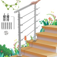 Treppengeländer Edelstahl-Handlauf Geländer für Treppen Brüstung Balkon mit/ohne Querstreben (100cm, 5 Querstreben) - Swanew von SWANEW