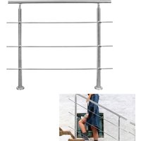 SWANEW Treppengeländer Geländer Edelstahl Handlauf Brüstung Treppe Ø42mm für Treppen Balkon Innen & Außen 100CM mit 3 Querstreben von SWANEW