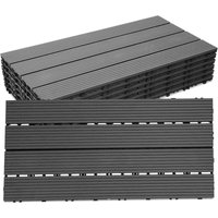 SWANEW WPC Terrassenfliesen 18er Holzfliesen Balkonfliesen Klickfliese Kunststoff Bodenbelag Steckfliesen anthrazit von SWANEW