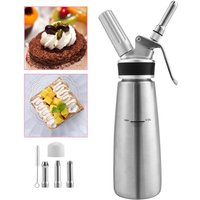 SWANEW Sahnespender Edelstahl Sahnebereiter 500ml Sahnesyphon mit 3 Edelstahl Deko-Düsen Rostfrei Schlagsahne Dispenser Für Desserts Gebäck Sahne, von SWANEW