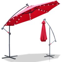 Sonnenschirm mit LED Groß Ampelschirm mit Kurbel 360-Grad Drehbar um 360° drehbar für Terrasse, Balkon Sonnenschutz, Rot von SWANEW