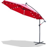 Sonnenschirm mit led 350 cm Strandschirm Marktschirm Gartenschirm Terrassenschirm Rund UV30+, Rot von SWANEW
