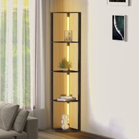 Stehlampe regal, Fächerförmige Regale Stehleuchte Leselampe Holz 4-Regal Dimmbare led, 163cm Mit Fernbedienung Schwarz - Swanew von SWANEW