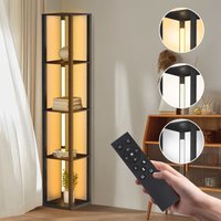 Stehlampe regal, Quadratische Regale Stehleuchte Leselampe Holz 4-Regal Dimmbare led, 163cm Mit Fernbedienung Schwarz - Swanew von SWANEW