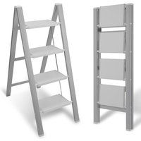 Swanew - Stehleiter Klappleiter 4 Stufen Silber Trittleiter Klapptritt Alu von SWANEW