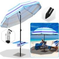 Swanew - Strandschirm Sonnenschirm 210CM uv 50+ Gartenschirm Neigefunktion Balkonschirm mit Erdspieß von SWANEW