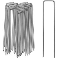 Swanew - 100 Stück Ø2,8mm Erdanker 150x25mm Befestigungsanker Verzinkter Silber, Erdnägel Bodenanker, Rostbeständig, Angeschrägte Enden, Zum von SWANEW