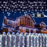 Swanew - 10M 200LEDs Eisregen Lichterkette Kaltweiß, Fenster Lichtervorhang mit 8 Modi IP44 Wasserfest, Weihnachtsbeleuchtung Party Balkon Garten Deko von SWANEW