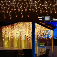 Swanew - 10M 200LEDs Eisregen Lichterkette Warmweiß, Fenster Lichtervorhang mit 8 Modi IP44 Wasserfest, Weihnachtsbeleuchtung Party Balkon Garten Deko von SWANEW