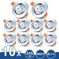 Swanew - 10er led Einbaustrahler Deckeneinbauleuchte Set Einbauleuchte Deckenleuchte Einbauspot Deckenspot IP20 245LM Strahler Kaltweiß 3W von SWANEW