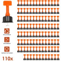 110x Fliesen Nivelliersystem Level Wiederverwendbar Fliesen Verlegehilfe Fliesenkeile Kunststoff Bodenbelag Fliesen Handwerkzeuge mit 8PCS von SWANEW