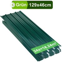 SWANEW 12/24/36x Dachpaneele 129x46cm 7-21㎡ für Gerätehaus Metall Dachblech Profilblech Trapezblech - 24x 14.24㎡ Grün von SWANEW