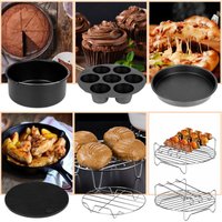 Swanew - 12 Stück Heißluftfritteuse Zubehör Set für Fritteusen mit Silikonpfanne Grillrost Spieße 7 Zoll von SWANEW