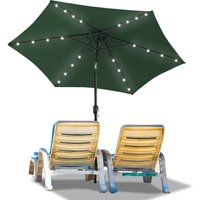 Swanew - 2.7m Sonnenschirm Schirm UV40+ Gartenschirm Solar Garten led 4 Farben mit Kurbel,Grün von SWANEW