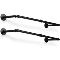 Swanew - 2er Set Garderobenstange Kleiderstange Garderobe Halter Kleiderständer Metall Schwarz Wand Schwerlast Wandmontage im Industrie-Design, von SWANEW
