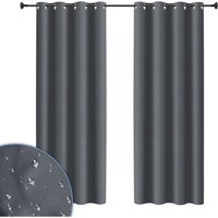Swanew - 2er-Set Outdoor Vorhang mit Ösen Gardinen Verdunkelungsvorhang Blickdicht Garten Patio Balkon Dunkelgrau 132 x 213cm von SWANEW