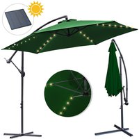 350cm Sonnenschirm led Solar Marktschirm Ampelschirm Gartenschirm Neigbar Pendelschirm,Grün - Grün von SWANEW