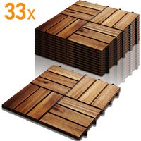 3m² Holzfliesen Mosaik Akazienholz Fliese 33 Stück 30x30 cm Balkonfliesen Gartenfliesen Terrassenfliesen für Garten Terrasse Balkon - Swanew von SWANEW