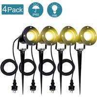 4X led Gartenstrahler Gartenleuchte Warmweiss led Gartenbeleuchtung IP65 4W GU10 Mit Erdspiess Stecker Aussen Wiese fürAussen,Garten,Wiese von SWANEW